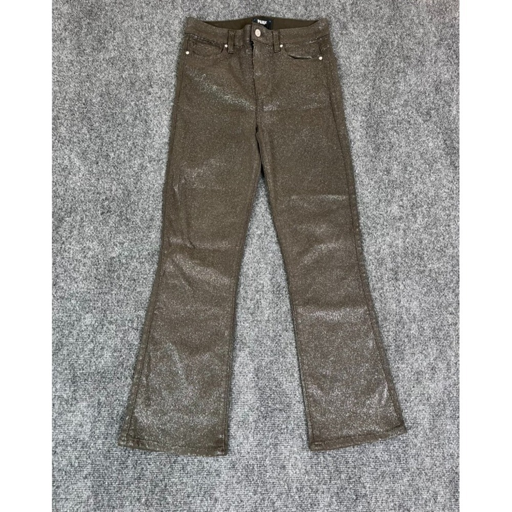 Paige Claudine Ankle Lenght Flare Jeans Glittered Dark Taupe High Rise Size 27